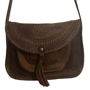 Patricia Nash Leather Crossbody Beaumont Brown Distressed Hand Bag Purse New